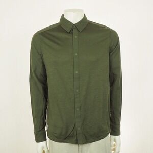 Icebreaker 150 Merino Wool Hike Snap-Front Shirt Mens Medium Green Hiking Tech
